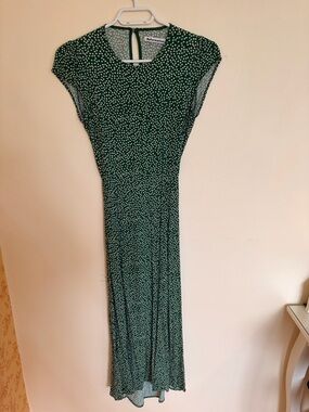 Reformation Emerald Green Maxi Dress, small floral pattern